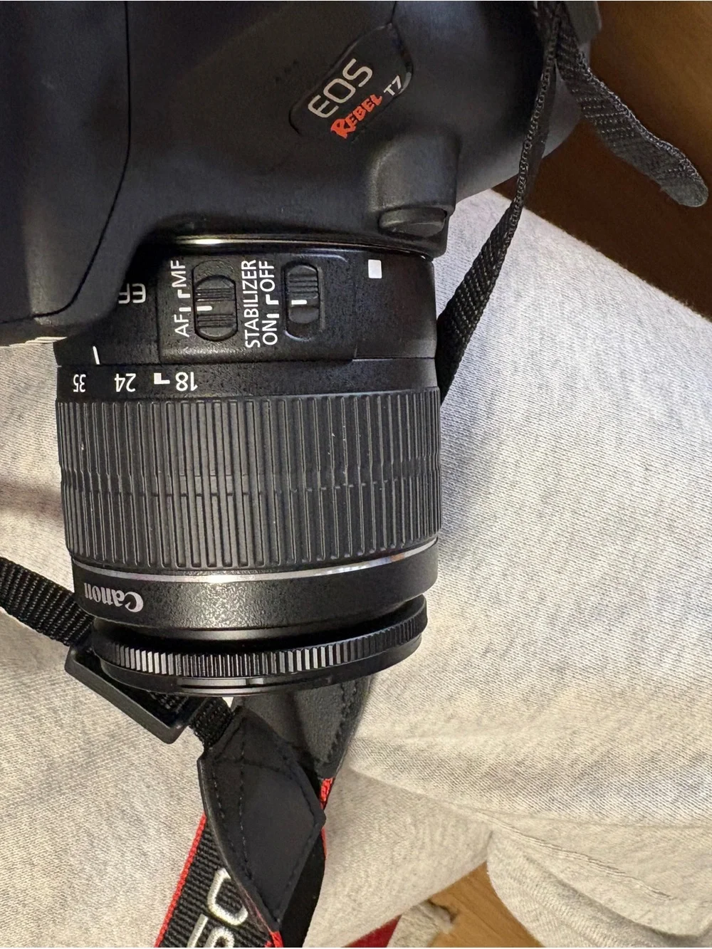 Canon DSLR Camera with Black Body and Black 18-55mm Lens